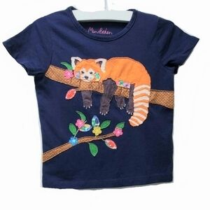 Mini Boden Red Panda Apllique 100% Cotton Navy Tshirt Size 3-4 Yrs Old